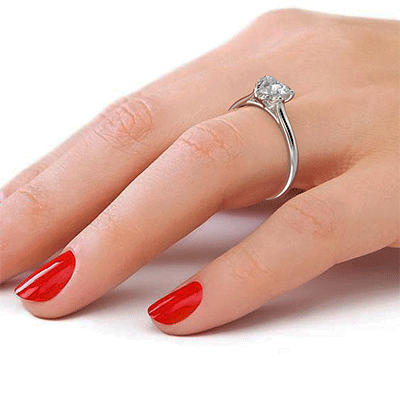 Solitaire engagement ring setting for Hearts and Triangles