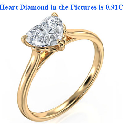 Solitaire engagement ring setting for Hearts and Triangles