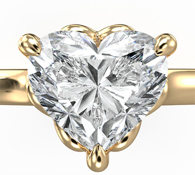 Solitaire engagement ring setting for Hearts and Triangles