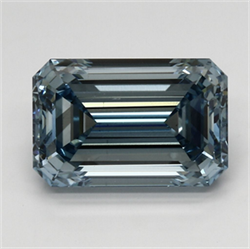 Picture of Lab Grown Diamond 5.00 Carats, Emerald with  Cut, Fancy Intense Blue Color, VS2 Clarity and Certified by IGI