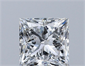 Natural Diamond 0.71 Carats, Princess with  Cut, F Color, VVS2 Clarity and Certified by GIA