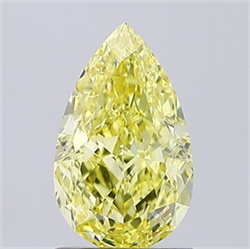 Picture of Lab Grown Diamond 1.27 Carats, Pear with  Cut, Fancy Intense Yellow Color, VS2 Clarity and Certified by IGI