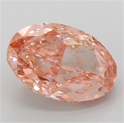 Picture of Lab Grown Diamond 5.05 Carats, Oval with  Cut, Fancy Vivid Pink Color, VS1 Clarity and Certified by IGI
