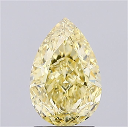 Picture of Lab Grown Diamond 1.72 Carats, Pear with  Cut, Fancy Vivid Yellow Color, VS2 Clarity and Certified by IGI