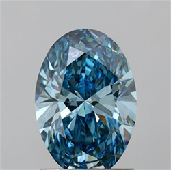 Picture of Lab Grown Diamond 1.55 Carats, Oval with  Cut, Fancy Vivid Blue Color, VS1 Clarity and Certified by IGI