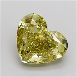 Picture of Lab Grown Diamond 5.03 Carats, Heart with  Cut, Fancy Intense Yellow Color, VS1 Clarity and Certified by IGI