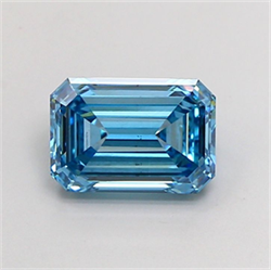 Picture of Lab Grown Diamond 2.03 Carats, Emerald with  Cut, Fancy Vivid Blue Color, VS2 Clarity and Certified by IGI