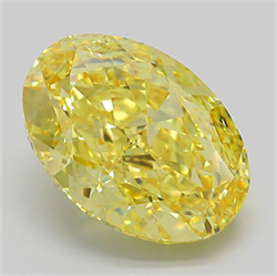Picture of Lab Grown Diamond 6.53 Carats, Oval with  Cut, Fancy Vivid Yellow Color, VVS2 Clarity and Certified by IGI