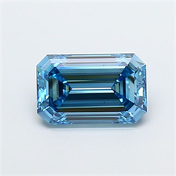 Picture of Lab Grown Diamond 1.55 Carats, Emerald with  Cut, Fancy Vivid Blue Color, VVS2 Clarity and Certified by IGI