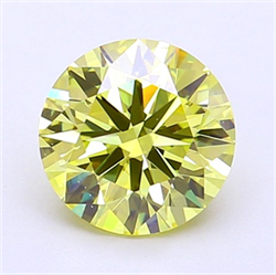 Picture of Lab Grown Diamond 1.61 Carats, Round with Ideal Cut, Fancy Intense Yellow Color, VVS1 Clarity and Certified by IGI