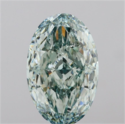 Picture of Lab Grown Diamond 4.01 Carats, Oval with  Cut, Fancy Vivid Green Color, VVS2 Clarity and Certified by IGI