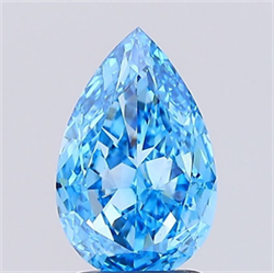 Picture of Lab Grown Diamond 1.76 Carats, Pear with  Cut, Fancy Vivid Blue Color, VS1 Clarity and Certified by IGI