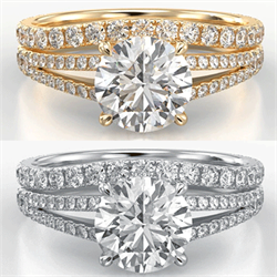 Picture of Split band hidden halo bridal set setting with 0.88 carat side diamonds G VS Very-Good Cut