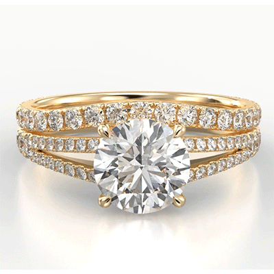 Split band hidden halo bridal set setting with 0.88 carat side diamonds G VS Very-Good Cut