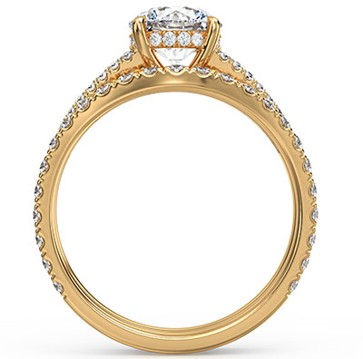 Split band hidden halo bridal set setting with 0.88 carat side diamonds G VS Very-Good Cut
