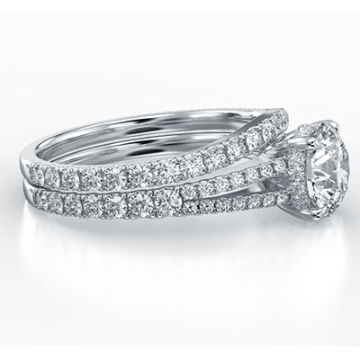 Split band hidden halo bridal set setting with 0.88 carat side diamonds G VS Very-Good Cut