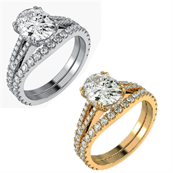 Picture of Split band hidden halo bridal set setting with 0.88 carat side diamonds