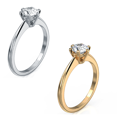 Solitaire engagement ring setting for rounds & ovals