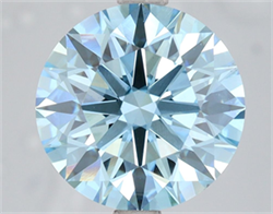 Picture of Lab Grown Diamond 4.00 Carats, Round with Ideal Cut, Fancy Vivid Blue Color, VS1 Clarity and Certified by IGI