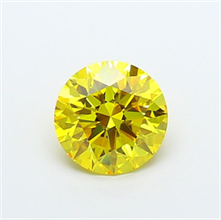 Picture of Lab Grown Diamond 2.14 Carats, Round with Ideal Cut, Fancy Vivid Yellow Color, VVS2 Clarity and Certified by IGI