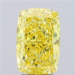 Picture of Lab Grown Diamond 5.02 Carats, CUSHION MODIFIED with  Cut, Fancy Vivid Yellow Color, VS1 Clarity and Certified by IGI