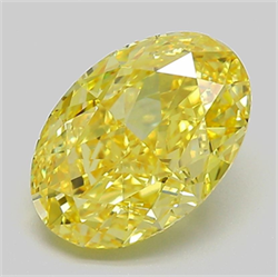 Picture of Lab Grown Diamond 3.02 Carats, Oval with  Cut, Fancy Vivid Yellow Color, VVS2 Clarity and Certified by IGI