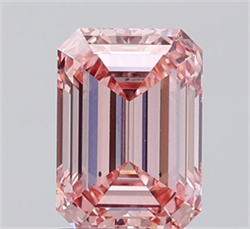 Picture of Lab Grown Diamond 1.65 Carats, Emerald with  Cut, Fancy Intense Pink Color, VS2 Clarity and Certified by IGI