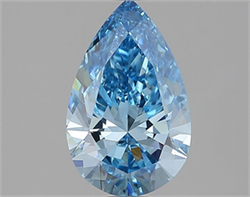 Picture of Lab Grown Diamond 1.50 Carats, Pear with  Cut, Fancy Vivid Blue Color, VS1 Clarity and Certified by IGI