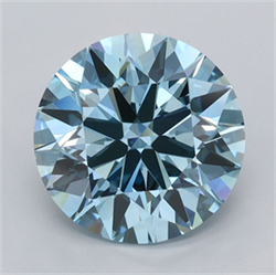 Picture of Lab Grown Diamond 3.03 Carats, Round with Excellent Cut, Fancy Vivid Blue Color, VVS2 Clarity and Certified by IGI