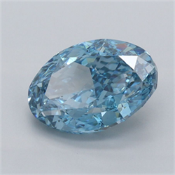 Picture of Lab Grown Diamond 2.20 Carats, Oval with  Cut, Fancy Vivid Blue Color, VVS1 Clarity and Certified by IGI