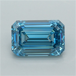 Picture of Lab Grown Diamond 2.05 Carats, Emerald with  Cut, Fancy Vivid Blue Color, VVS2 Clarity and Certified by IGI