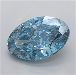 Picture of Lab Grown Diamond 3.88 Carats, Oval with  Cut, Fancy Vivid Blue Color, VVS2 Clarity and Certified by IGI
