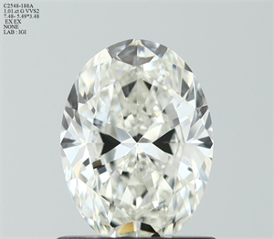 Foto Diamante Natural 1.01 quilates, Ovalado , Color G, claridad VVS2 y certificado IGI de