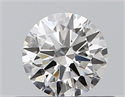 Natural Diamond 0.44 Carats, Round with Excellent Cut, H Color, VVS1 Clarity and Certified by GIA