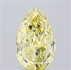 Picture of Lab Grown Diamond 2.03 Carats, Pear with  Cut, Fancy Intense Yellow Color, VS2 Clarity and Certified by IGI