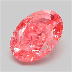 Picture of Lab Grown Diamond 3.22 Carats, Oval with  Cut, Fancy Vivid Pink Color, VVS2 Clarity and Certified by IGI