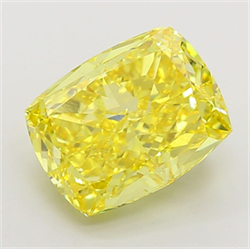 Picture of Lab Grown Diamond 4.35 Carats, CUSHION MODIFIED with  Cut, Fancy Vivid Yellow Color, VS1 Clarity and Certified by IGI