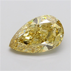 Picture of Lab Grown Diamond 5.02 Carats, Pear with  Cut, Fancy Intense Yellow Color, VS1 Clarity and Certified by IGI
