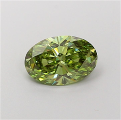Picture of Lab Grown Diamond 1.52 Carats, Oval with  Cut, Fancy Vivid Green Color, VS2 Clarity and Certified by IGI