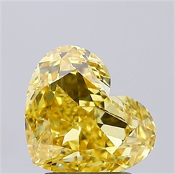 Picture of Lab Grown Diamond 1.88 Carats, Heart with  Cut, Fancy Vivid Yellow Color, VS2 Clarity and Certified by IGI
