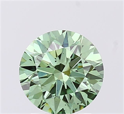 Picture of Lab Grown Diamond 1.61 Carats, Round with Excellent Cut, Fancy Vivid Green Color, VS2 Clarity and Certified by IGI