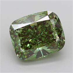 Picture of Lab Grown Diamond 4.19 Carats, CUSHION MODIFIED with  Cut, Fancy Vivid Green Color, VS1 Clarity and Certified by IGI
