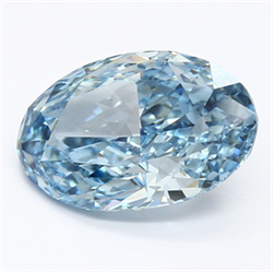 Picture of Lab Grown Diamond 3.74 Carats, Oval with  Cut, Fancy Vivid Blue Color, VS1 Clarity and Certified by IGI