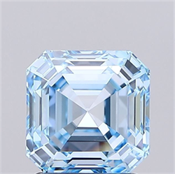 Picture of Lab Grown Diamond 1.56 Carats, Asscher with  Cut, Fancy Vivid Blue Color, VVS2 Clarity and Certified by IGI