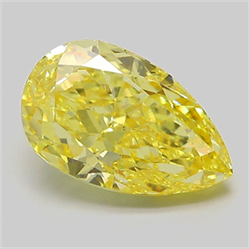 Picture of Lab Grown Diamond 3.05 Carats, Pear with  Cut, Fancy Vivid Yellow Color, VS1 Clarity and Certified by IGI