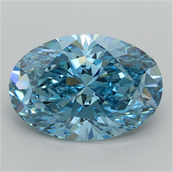 Picture of Lab Grown Diamond 3.74 Carats, Oval with  Cut, Fancy Vivid Blue Color, VVS1 Clarity and Certified by IGI