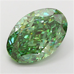 Picture of Lab Grown Diamond 5.25 Carats, Oval with  Cut, Fancy Vivid Green Color, VS1 Clarity and Certified by IGI