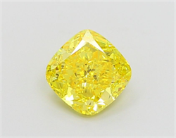 Picture of Lab Grown Diamond 1.56 Carats, CUSHION MODIFIED with  Cut, Fancy Vivid Yellow Color, VS1 Clarity and Certified by IGI