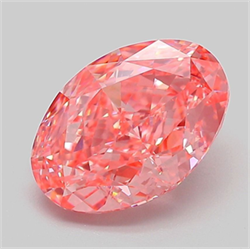 Picture of Lab Grown Diamond 3.04 Carats, Oval with  Cut, Fancy Vivid Pink Color, VVS2 Clarity and Certified by IGI