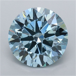 Picture of Lab Grown Diamond 2.01 Carats, Round with Ideal Cut, Fancy Vivid Blue Color, VVS2 Clarity and Certified by IGI